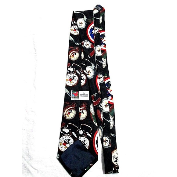 Mickey Mouse Disney Tie Black/Red/Yellow Clock Watch Pattern Accessories - Picture 2 of 7